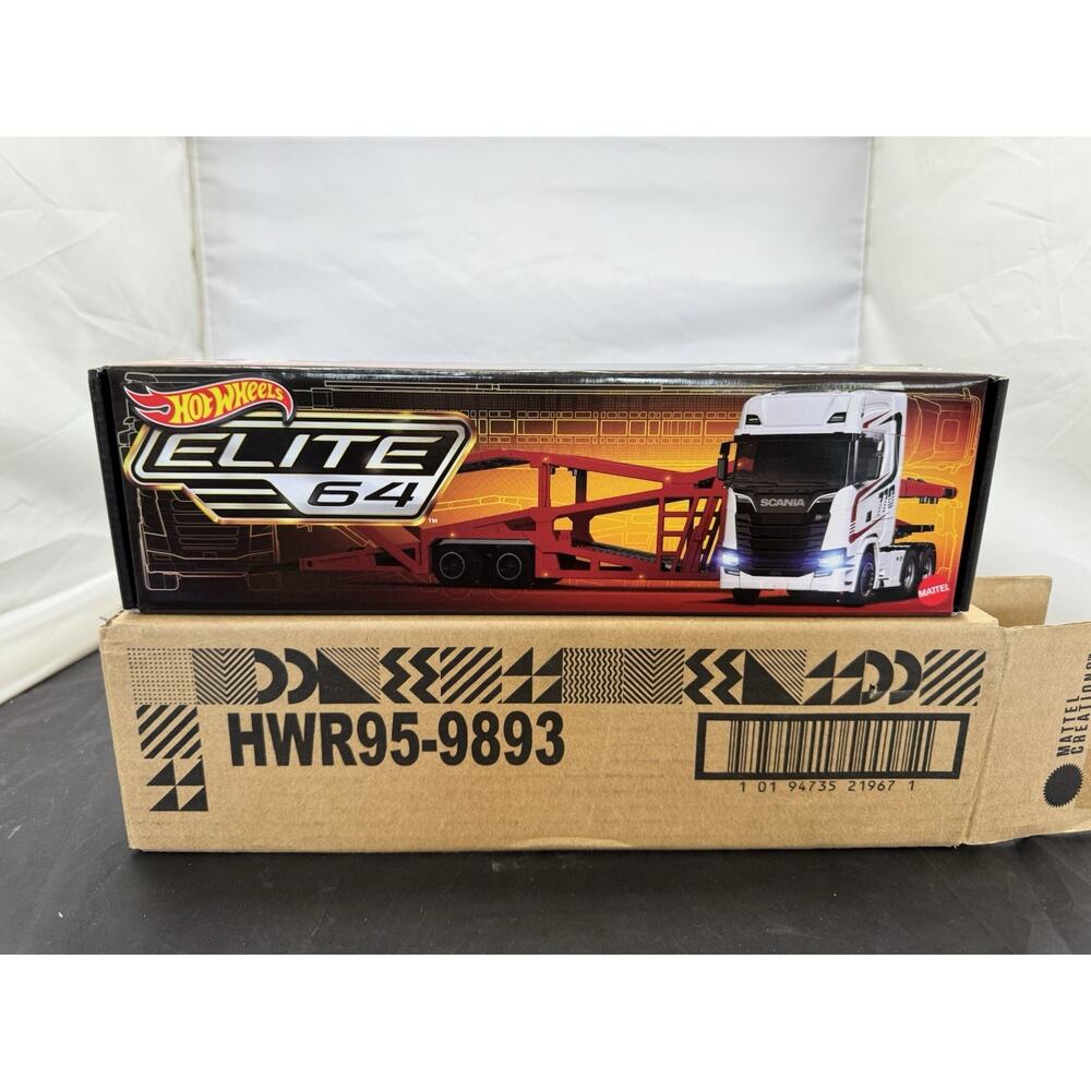 Hot Wheels Elite 64 Scania 770 S Semi Truck Trailer Car Hauler HWR95-9893